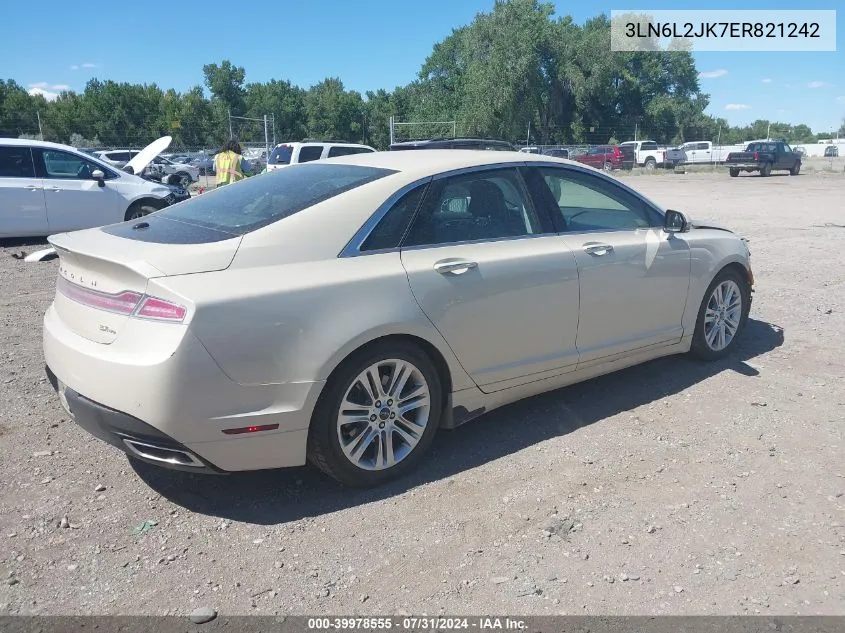 2014 Lincoln Mkz VIN: 3LN6L2JK7ER821242 Lot: 39978555