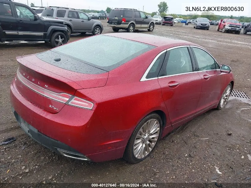 2014 Lincoln Mkz VIN: 3LN6L2JKXER800630 Lot: 40127640