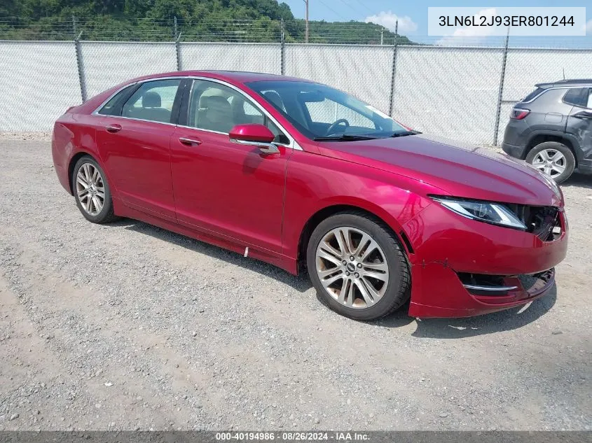 2014 Lincoln Mkz VIN: 3LN6L2J93ER801244 Lot: 40194986