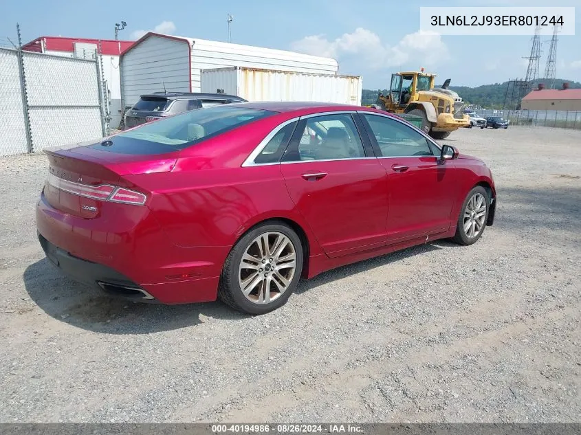 2014 Lincoln Mkz VIN: 3LN6L2J93ER801244 Lot: 40194986