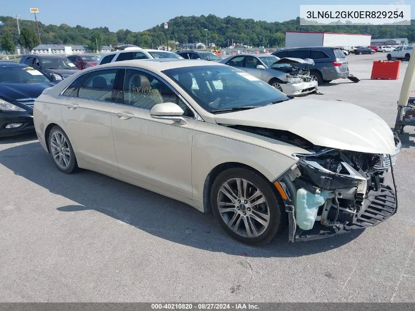 2014 Lincoln Mkz VIN: 3LN6L2GK0ER829254 Lot: 40210820