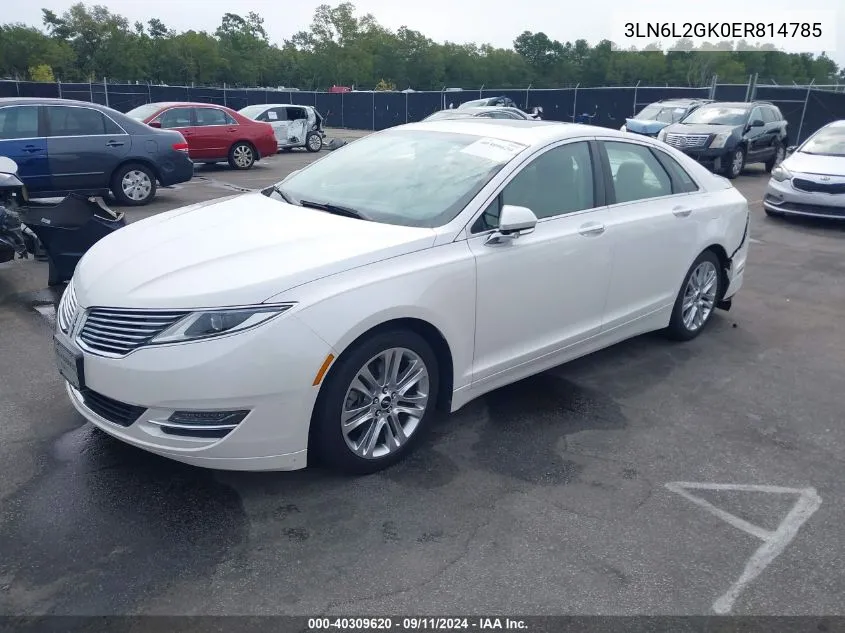 2014 Lincoln Mkz VIN: 3LN6L2GK0ER814785 Lot: 40309620