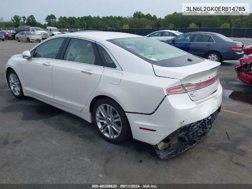 2014 Lincoln Mkz VIN: 3LN6L2GK0ER814785 Lot: 40309620