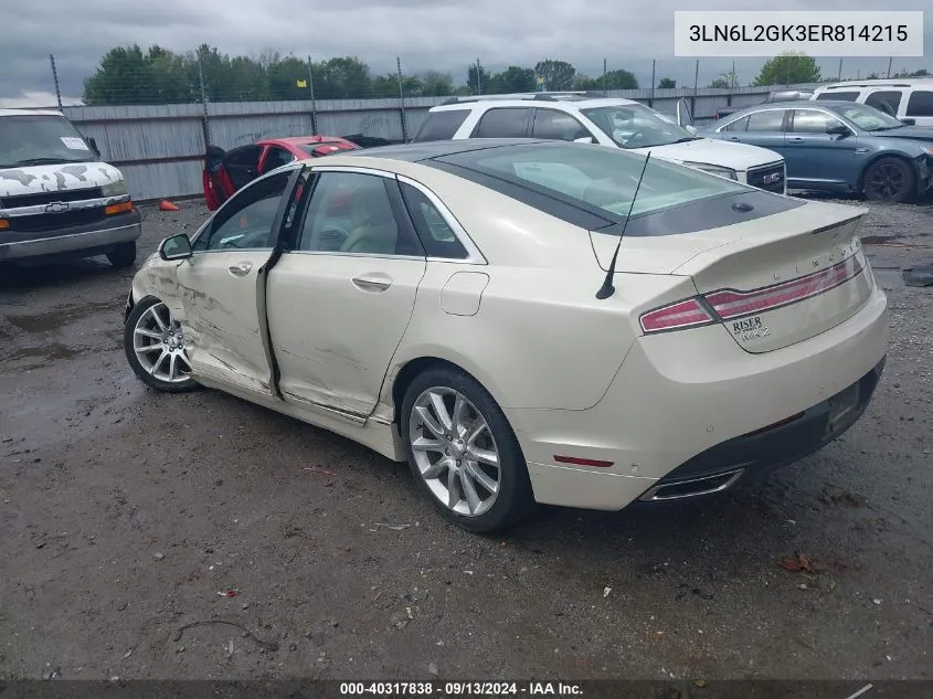 3LN6L2GK3ER814215 2014 Lincoln Mkz