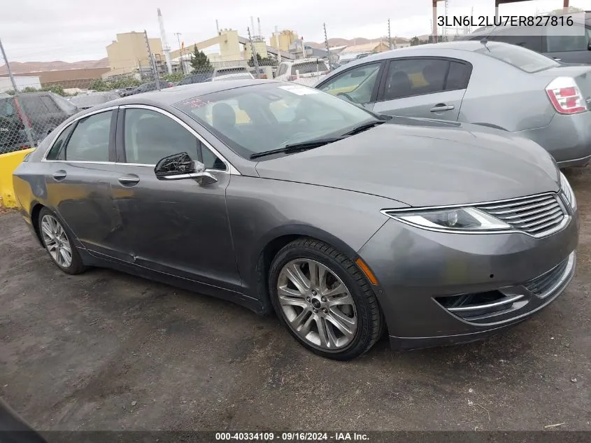 2014 Lincoln Mkz Hybrid Hybrid VIN: 3LN6L2LU7ER827816 Lot: 40334109