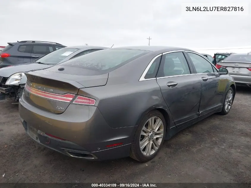 2014 Lincoln Mkz Hybrid Hybrid VIN: 3LN6L2LU7ER827816 Lot: 40334109