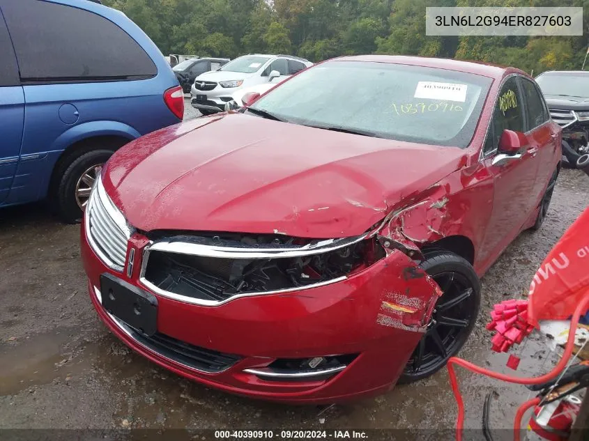 2014 Lincoln Mkz VIN: 3LN6L2G94ER827603 Lot: 40390910