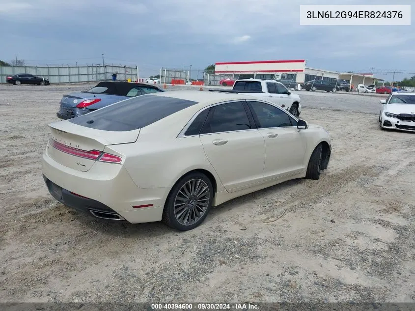 2014 Lincoln Mkz VIN: 3LN6L2G94ER824376 Lot: 40394600