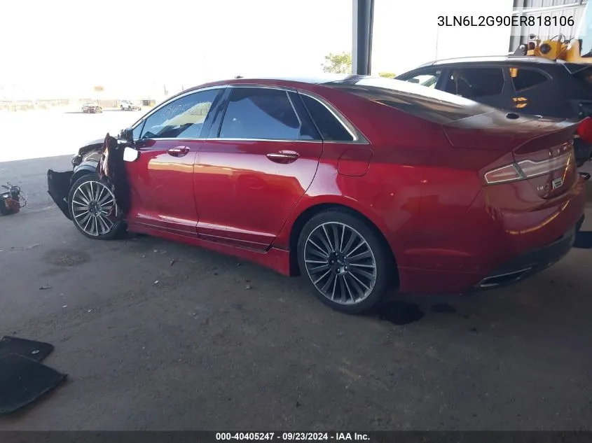 2014 Lincoln Mkz VIN: 3LN6L2G90ER818106 Lot: 40405247