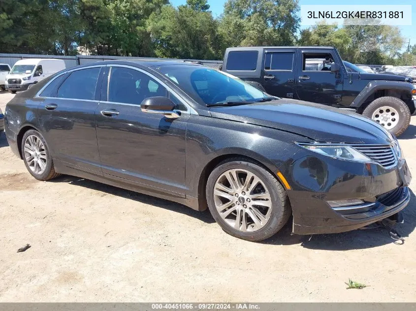 2014 Lincoln Mkz VIN: 3LN6L2GK4ER831881 Lot: 40451066