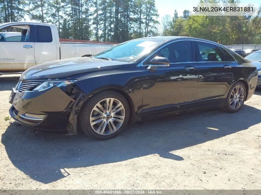 2014 Lincoln Mkz VIN: 3LN6L2GK4ER831881 Lot: 40451066