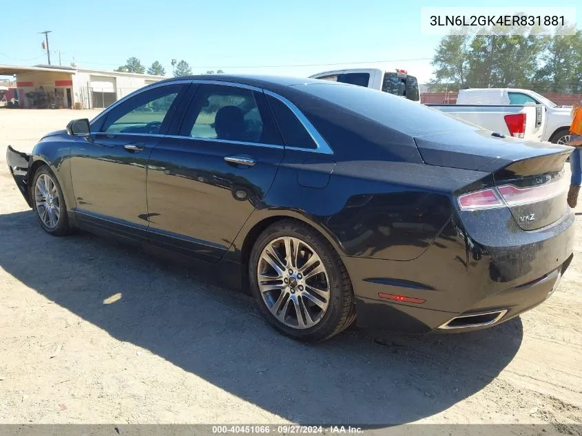 2014 Lincoln Mkz VIN: 3LN6L2GK4ER831881 Lot: 40451066