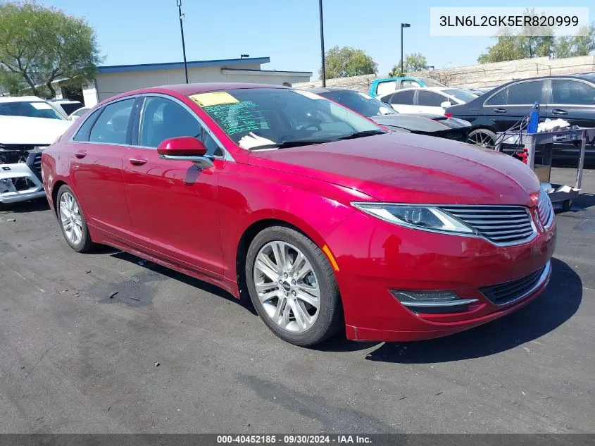 3LN6L2GK5ER820999 2014 Lincoln Mkz