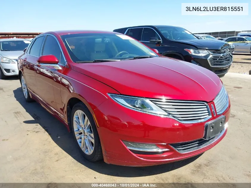 3LN6L2LU3ER815551 2014 Lincoln Mkz Hybrid