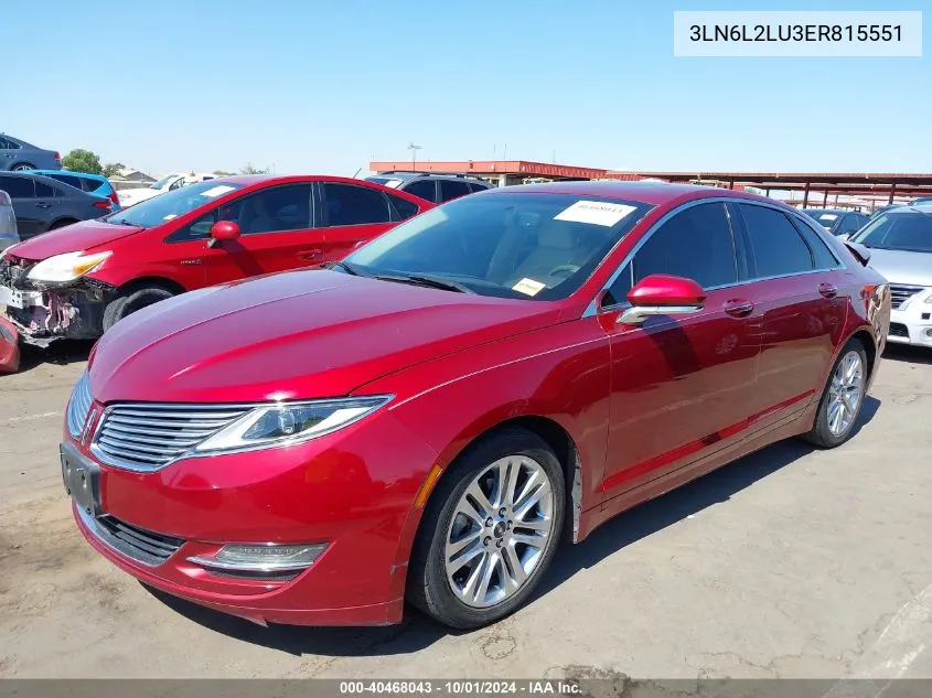 2014 Lincoln Mkz Hybrid VIN: 3LN6L2LU3ER815551 Lot: 40468043