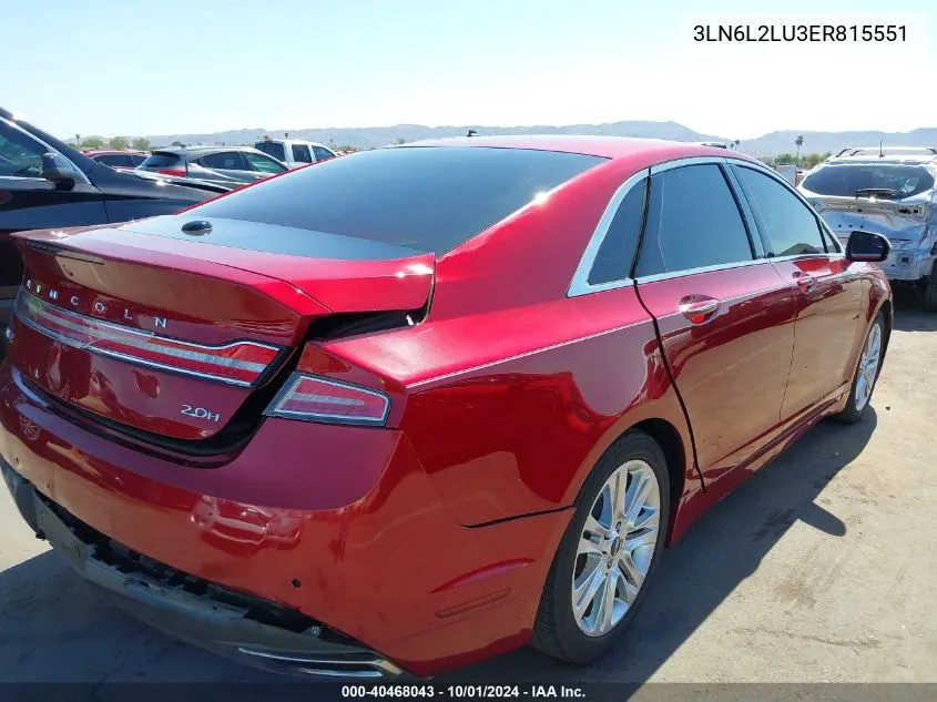 3LN6L2LU3ER815551 2014 Lincoln Mkz Hybrid