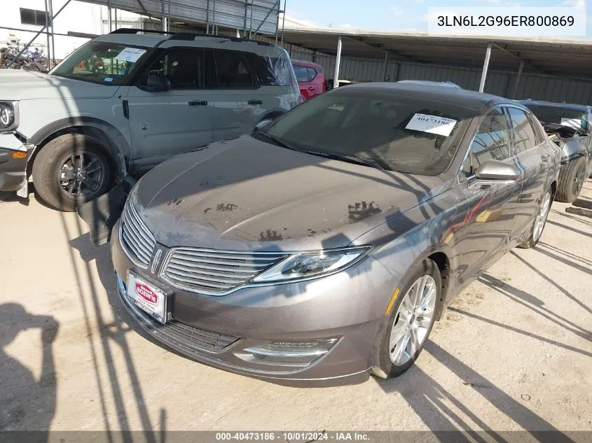 2014 Lincoln Mkz VIN: 3LN6L2G96ER800869 Lot: 40473186