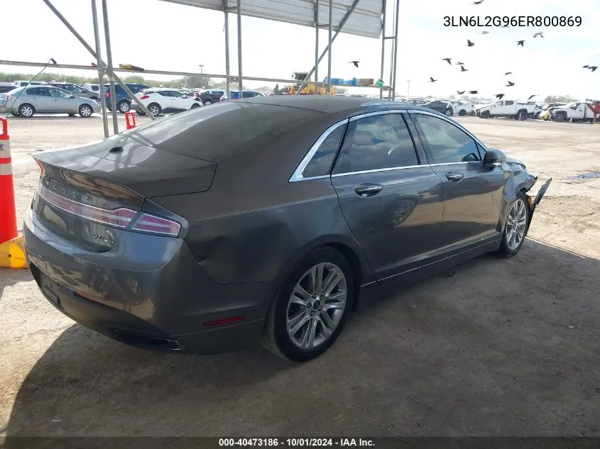 2014 Lincoln Mkz VIN: 3LN6L2G96ER800869 Lot: 40473186