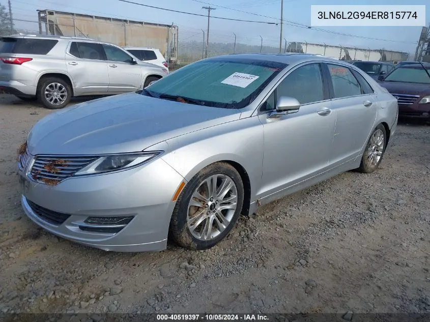 2014 Lincoln Mkz VIN: 3LN6L2G94ER815774 Lot: 40519397