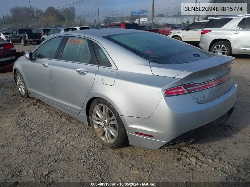 2014 Lincoln Mkz VIN: 3LN6L2G94ER815774 Lot: 40519397