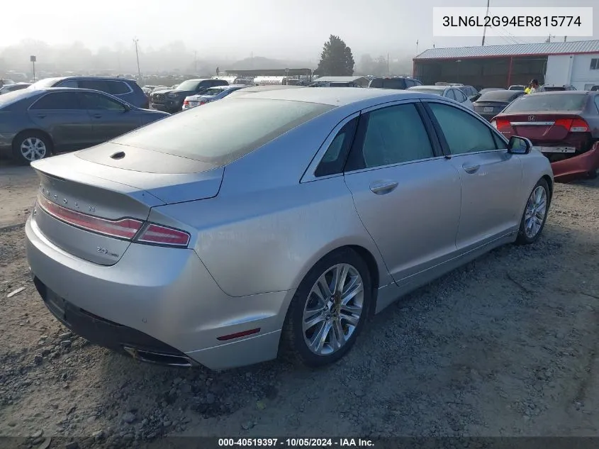 2014 Lincoln Mkz VIN: 3LN6L2G94ER815774 Lot: 40519397