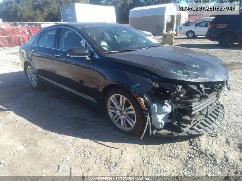 2014 Lincoln Mkz VIN: 3LN6L2GK2ER827943 Lot: 40594926