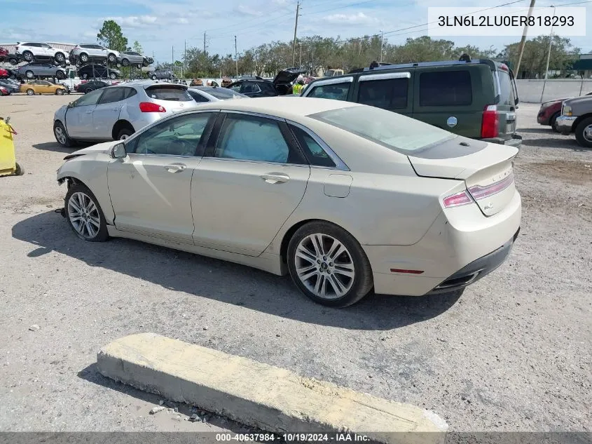 2014 Lincoln Mkz Hybrid VIN: 3LN6L2LU0ER818293 Lot: 40637984