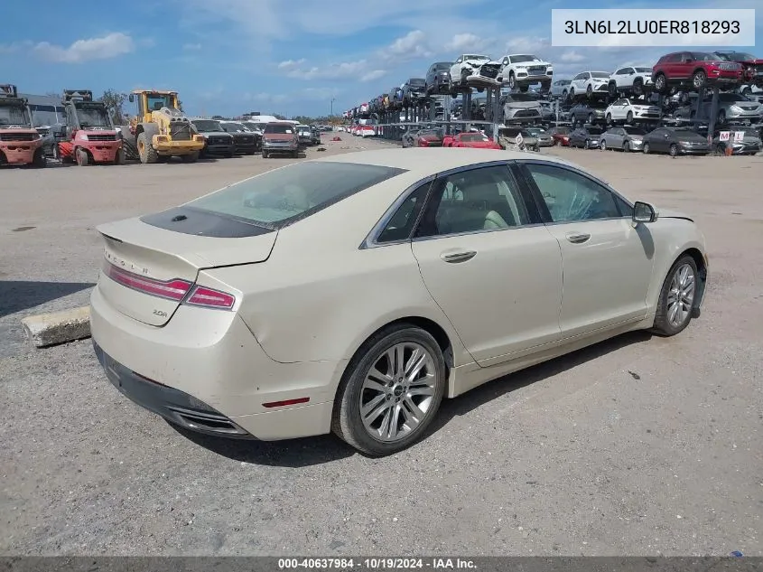 2014 Lincoln Mkz Hybrid VIN: 3LN6L2LU0ER818293 Lot: 40637984