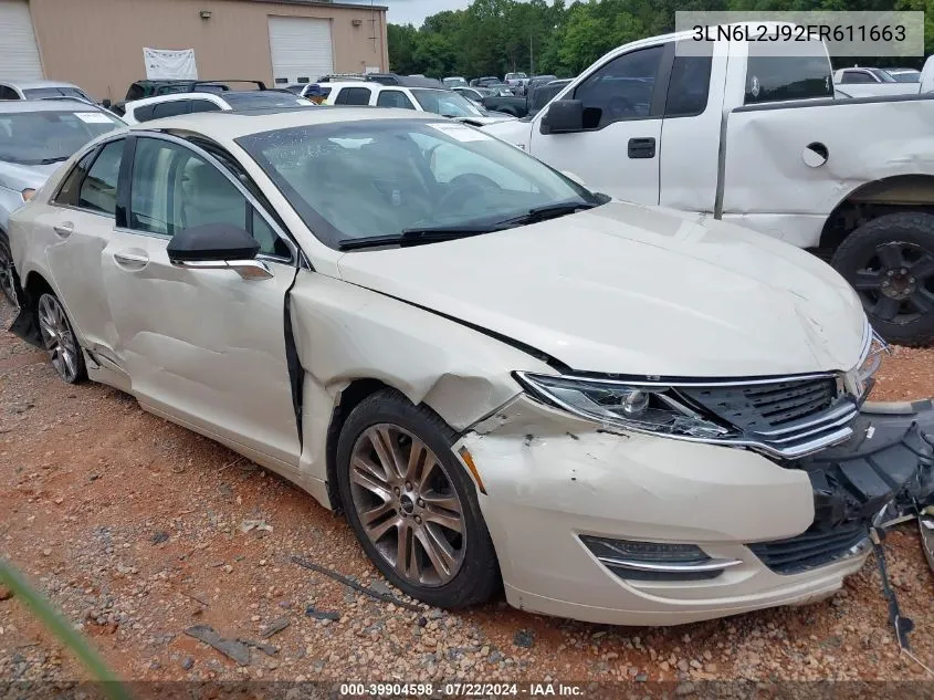 2015 Lincoln Mkz VIN: 3LN6L2J92FR611663 Lot: 39904598