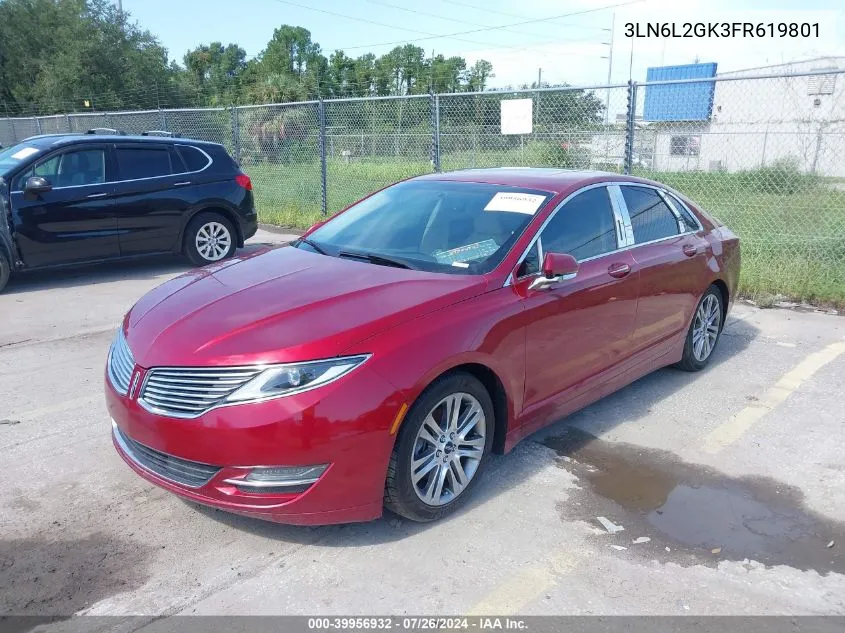 2015 Lincoln Mkz VIN: 3LN6L2GK3FR619801 Lot: 39956932