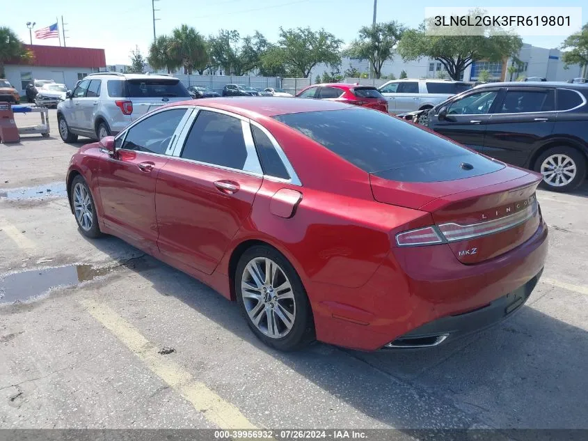 2015 Lincoln Mkz VIN: 3LN6L2GK3FR619801 Lot: 39956932