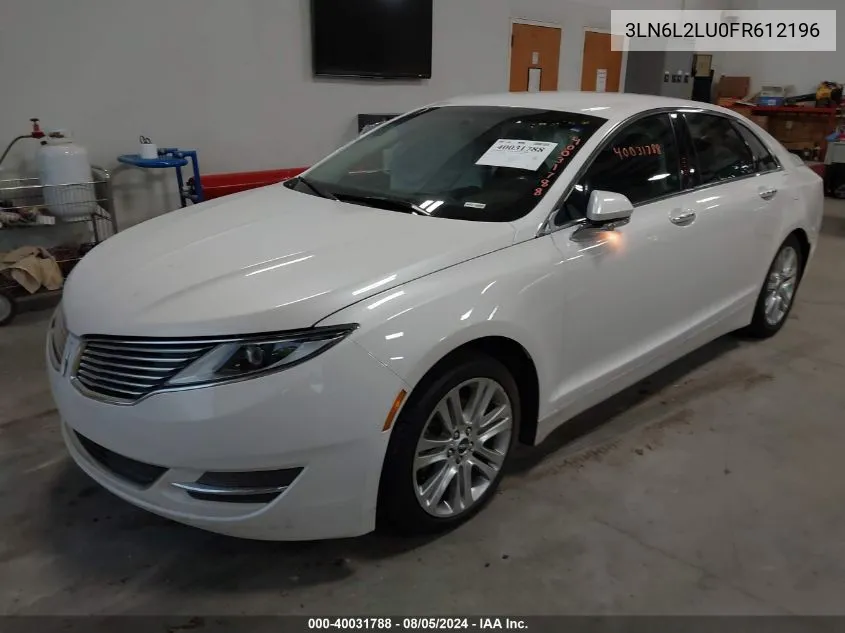 2015 Lincoln Mkz Hybrid VIN: 3LN6L2LU0FR612196 Lot: 40031788