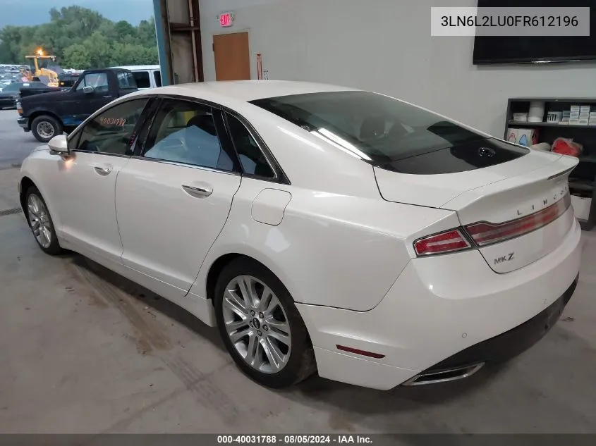 2015 Lincoln Mkz Hybrid VIN: 3LN6L2LU0FR612196 Lot: 40031788