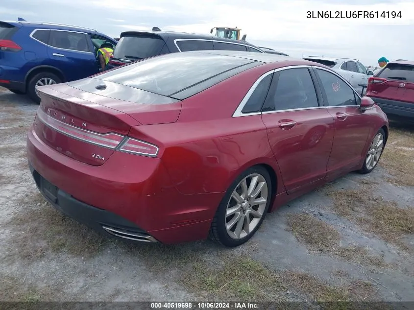 2015 Lincoln Mkz Hybrid VIN: 3LN6L2LU6FR614194 Lot: 40519698