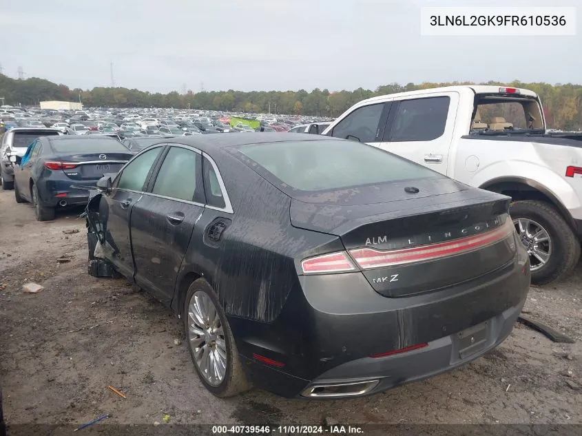 2015 Lincoln Mkz VIN: 3LN6L2GK9FR610536 Lot: 40739546