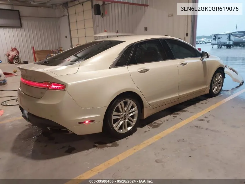 2016 Lincoln Mkz VIN: 3LN6L2GK0GR619076 Lot: 39500406