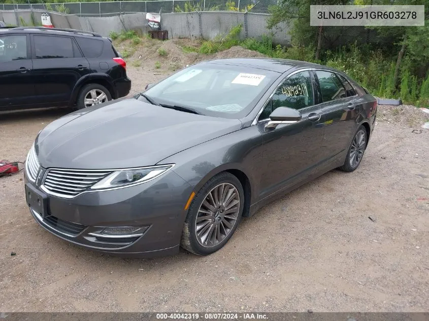 2016 Lincoln Mkz VIN: 3LN6L2J91GR603278 Lot: 40042319