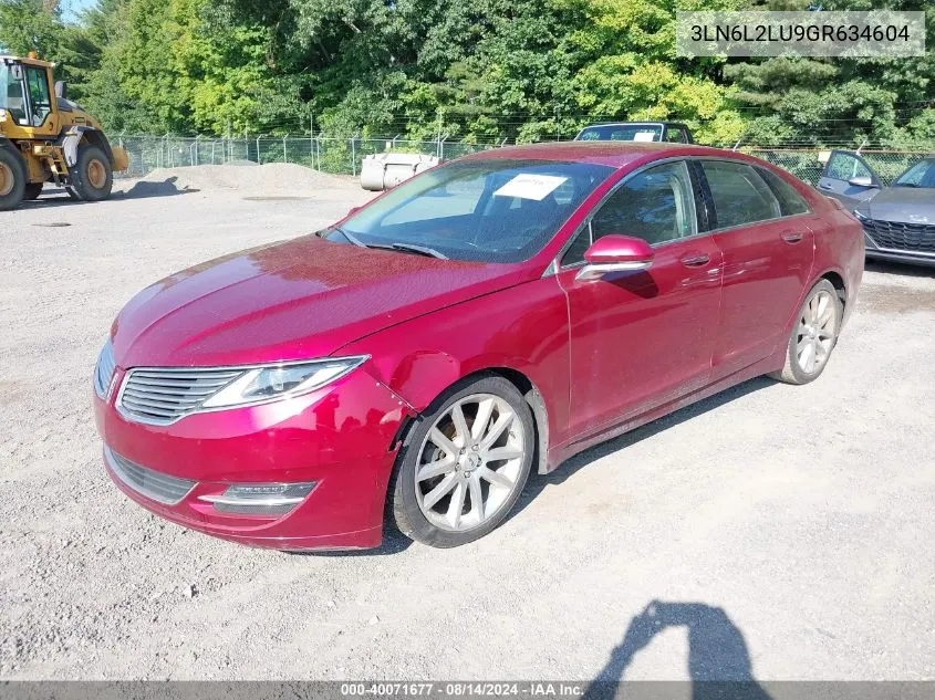 2016 Lincoln Mkz Hybrid VIN: 3LN6L2LU9GR634604 Lot: 40071677