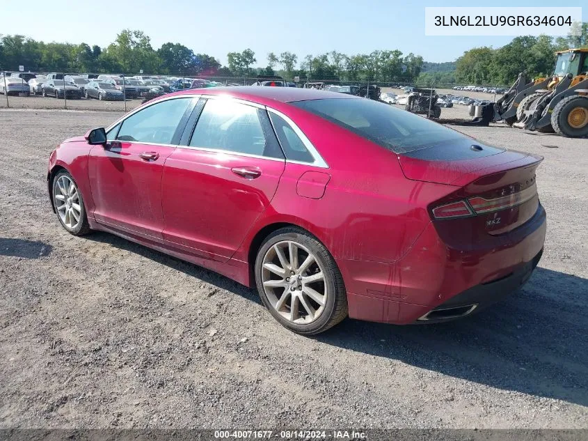 2016 Lincoln Mkz Hybrid VIN: 3LN6L2LU9GR634604 Lot: 40071677