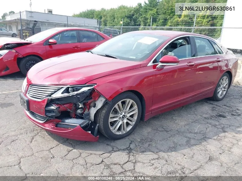 2016 Lincoln Mkz Hybrid VIN: 3LN6L2LU9GR630861 Lot: 40100248