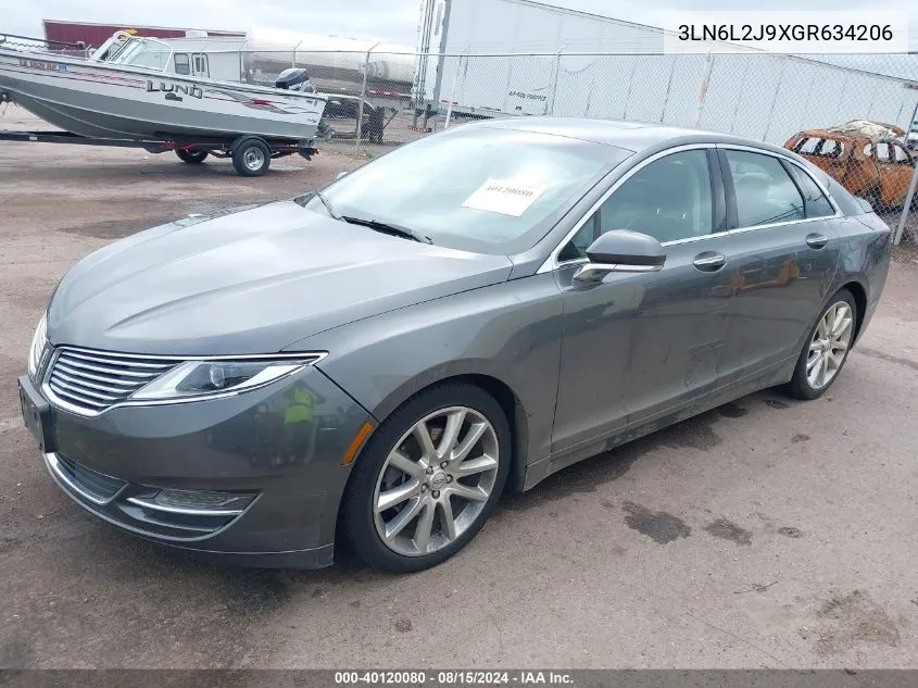 2016 Lincoln Mkz VIN: 3LN6L2J9XGR634206 Lot: 40120080