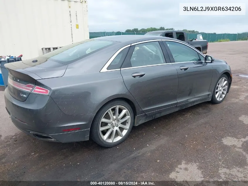 2016 Lincoln Mkz VIN: 3LN6L2J9XGR634206 Lot: 40120080