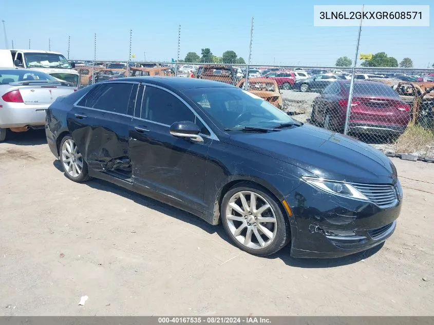 2016 Lincoln Mkz VIN: 3LN6L2GKXGR608571 Lot: 40167535