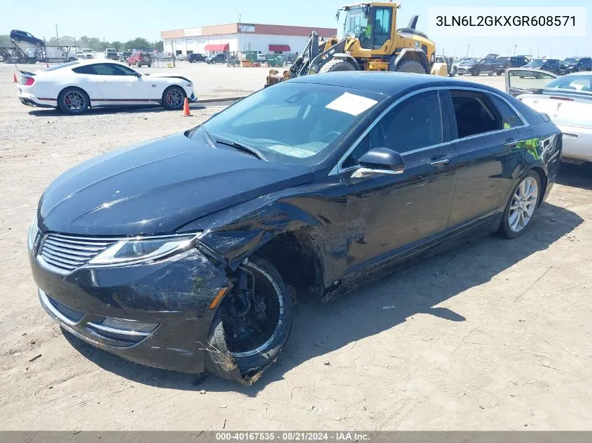 2016 Lincoln Mkz VIN: 3LN6L2GKXGR608571 Lot: 40167535