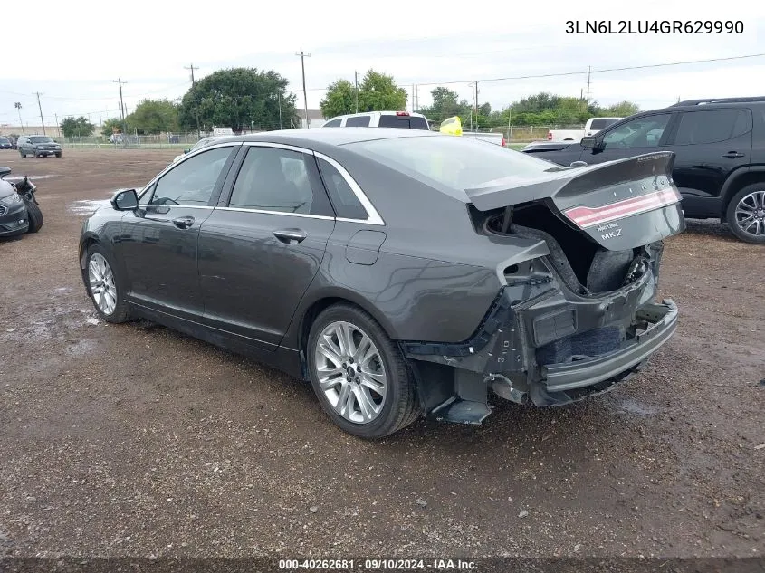 2016 Lincoln Mkz Hybrid VIN: 3LN6L2LU4GR629990 Lot: 40262681