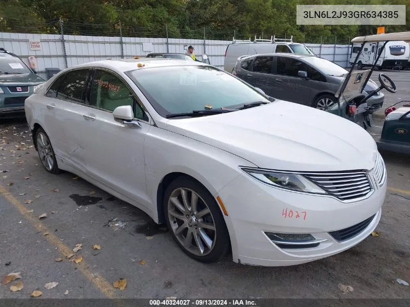 2016 Lincoln Mkz VIN: 3LN6L2J93GR634385 Lot: 40324027