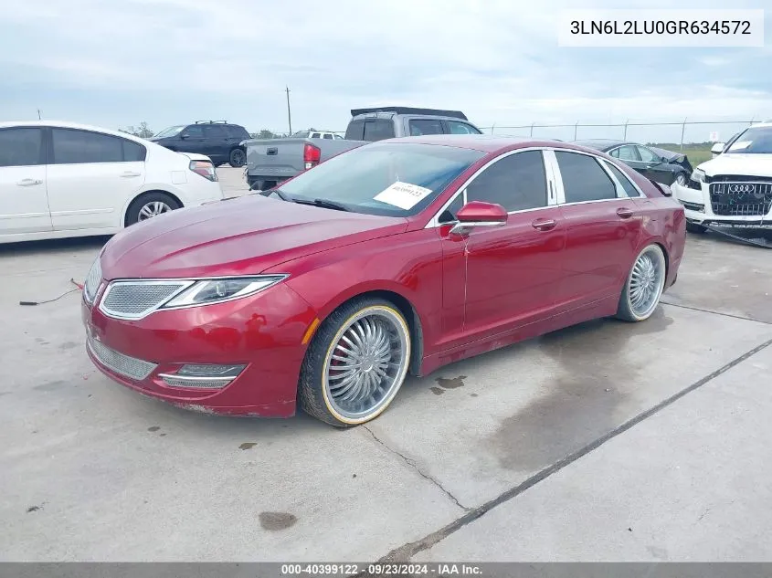 2016 Lincoln Mkz Hybrid VIN: 3LN6L2LU0GR634572 Lot: 40399122