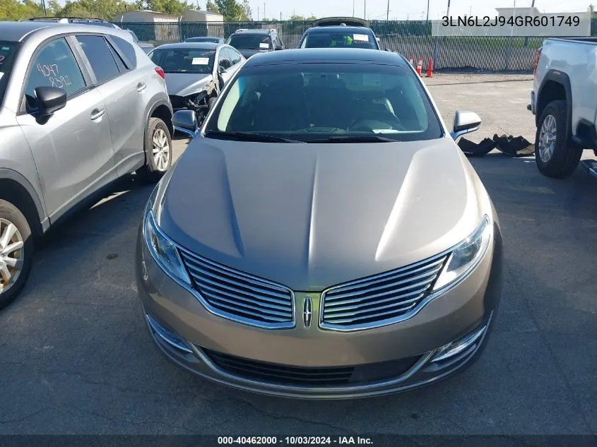 2016 Lincoln Mkz VIN: 3LN6L2J94GR601749 Lot: 40462000