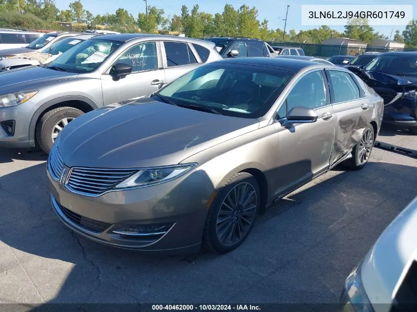 2016 Lincoln Mkz VIN: 3LN6L2J94GR601749 Lot: 40462000