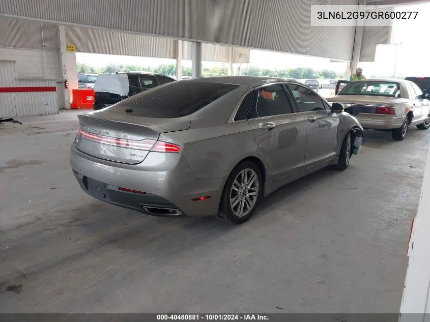 2016 Lincoln Mkz VIN: 3LN6L2G97GR600277 Lot: 40480881